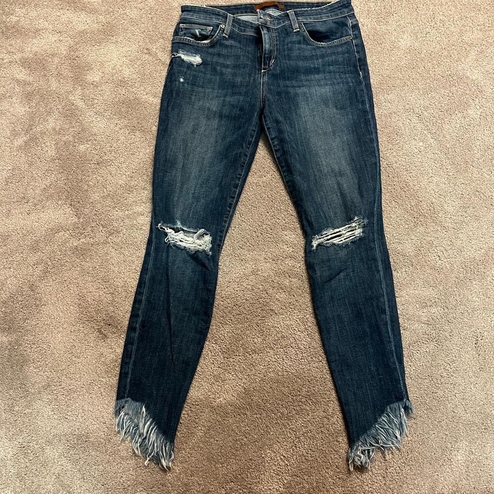 Joe's Jeans Dark Blue Skinny with Frayed Hem